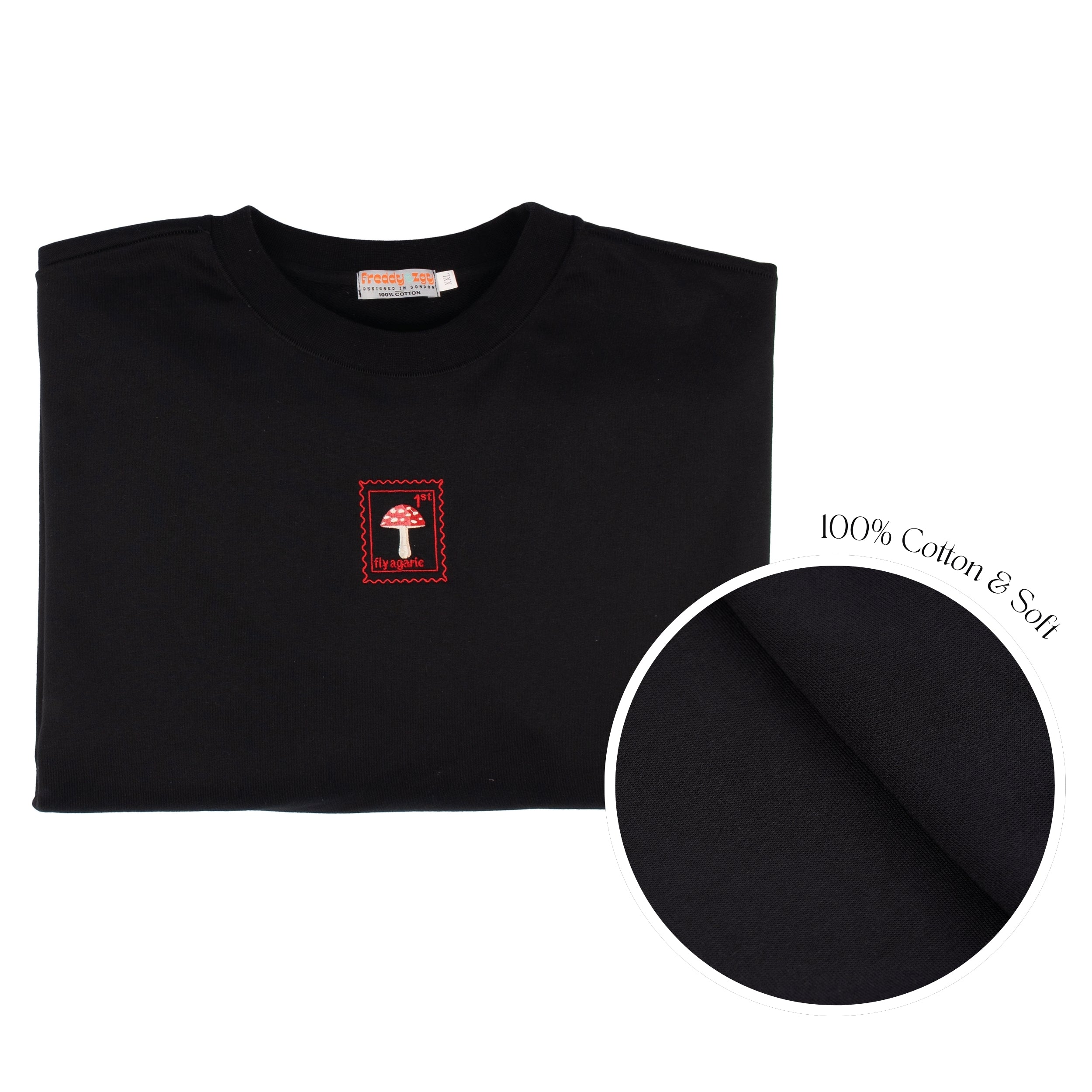 Fly Agaric Mushroom - Oversized Unisex Sweatshirt - Black