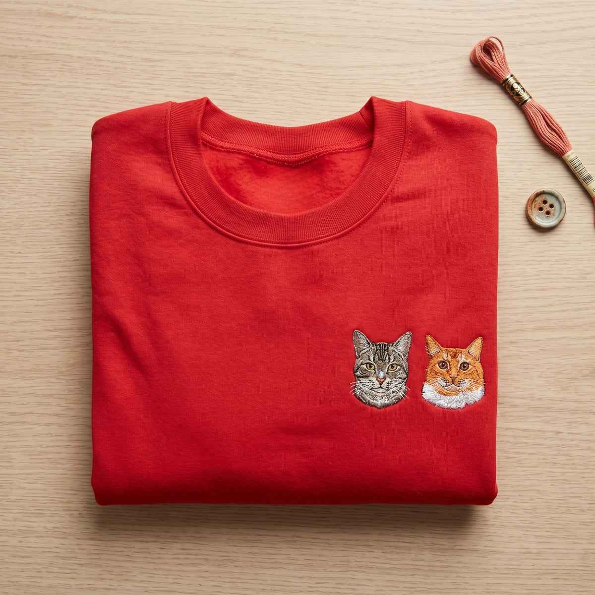 Custom Pet Portrait Embroidered Tshirt - Personalised Dog & Cat Portrait Tee