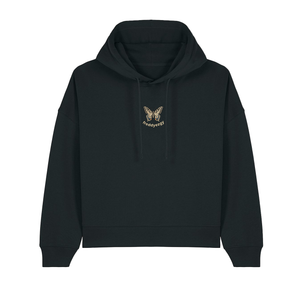 Swallowtail Butterfly Cropped Hoodie black