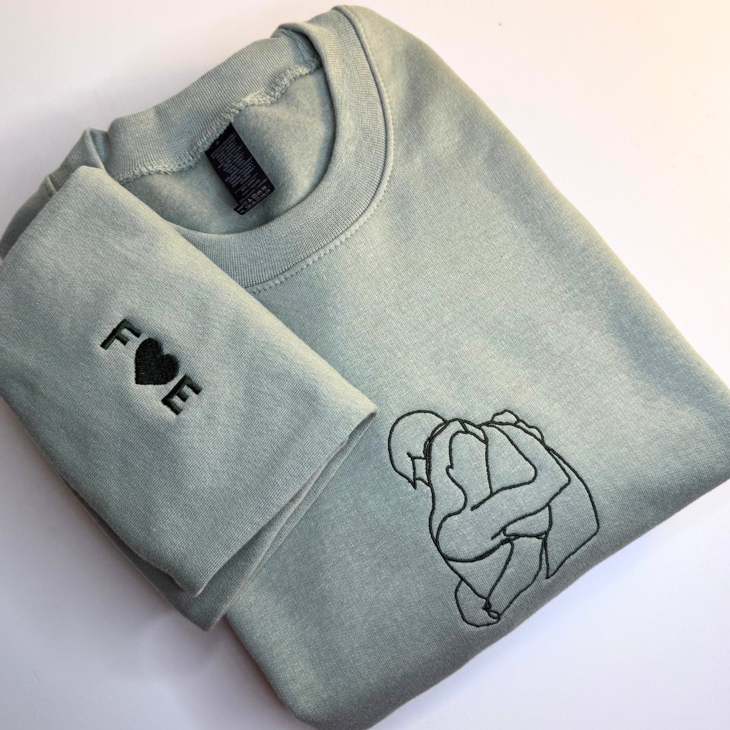 Custom Photo Outline Embroidered Sweatshirt - Personalised Couple Gift