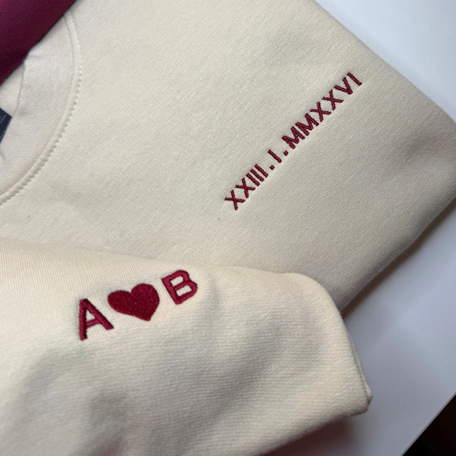 Embroidered Roman Numerals Sweatshirt - Personalised Couple Gift